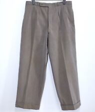 VTG 1940s Lindy Hop Light Brown Wool Tailored Pleated Pants W35 Made in France