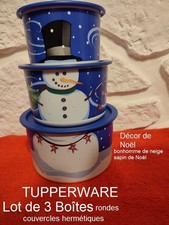 TUPPERWARE COLLECTOR  Lot 3 Boîtes Décors Noël Couvercles hermétiques