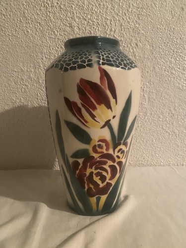 Vase faience décor tulipe - décor, et