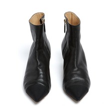 Chanel Bottines Cuir Pointu Noir EU39.5 Black Leather Pointy Boots UK6 US8.5