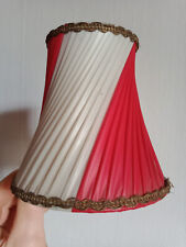 PETIT ABAT-JOUR évasé ancien - LUSTRE ou PETITE LAMPE - ROUGE BLANC TISSU