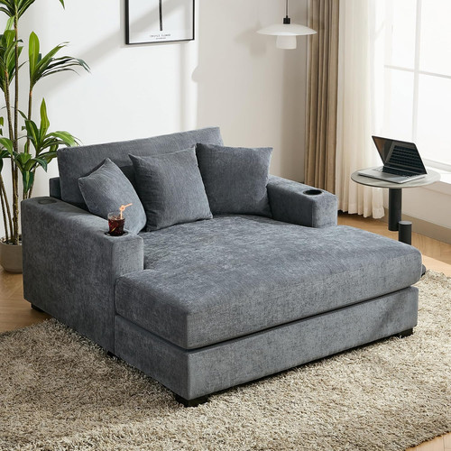 Stylish blue gray chaise - stylish,