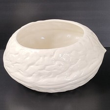 CACHE-POT VINTAGE 1960 NOIX GEANTE EN CERAMIQUE BLANCHE 60S 1960S ANNEES 60