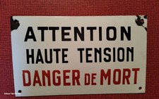 Plaque emaillee Danger de Mort haute tension -sncf-