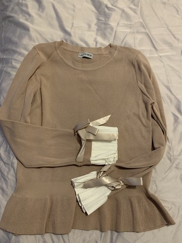 Pull nude manches ruban