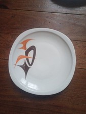 assiettes vintage Porcelaine Decor  Orange Marron  Lot De 9 assiettes année 70