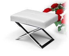 Ottoman En Cuir Blanc Pouf En