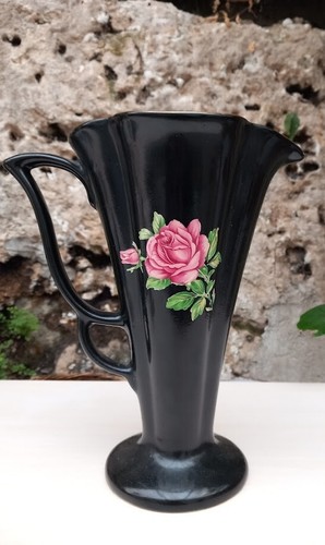 Vase vintage noir décor - vintage, à