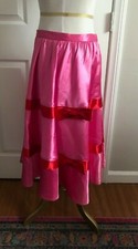 VTG Betsey Johnson Satin Full Skirt Hot Pink and Red Bows 4