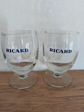 RICARD 2 VERRES  MODELE BALLON  VINTAGE ECRITURE BLEU   17 CL