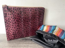 Porte-Document iPAD Paul Smith En Cuir Whipsnake Violet Fabriqué En Italie