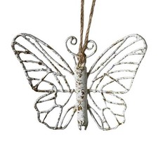 Suspension papillon blanc doré 15x4x13cm