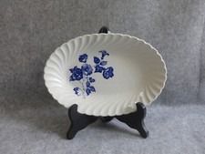 ravier en faïence kg lunéville badonviller,motif floral bleu