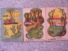 3 CARTONS PUBLICITAIRES PORTE-CALENDRIER ANCIENS E. MARTIN TISSUS CONFECTION