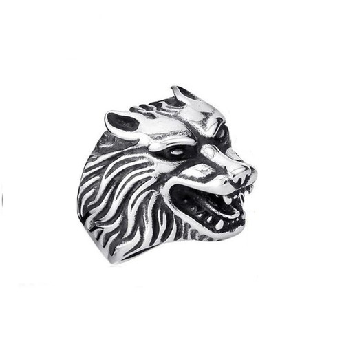Bague loup acier - bague,