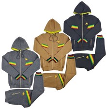 Time Is Money Homme Slim Fit Rasta Lion Coton Survêtement Ensemble Capuche &