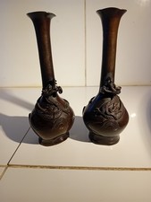 Paire de Vase aux Dragon Bronze Japon Chine Extrême Orient Période Meïji