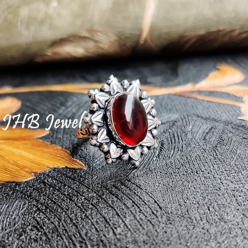 Bague grenat rouge - , grosse