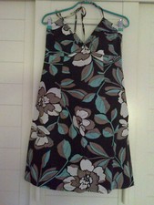 Robe été grosses fleurs marron/beige/vert T/40 "H&M"