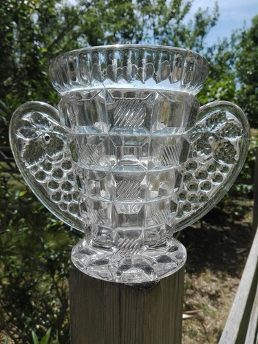 Ancien vase verre pressé - vase,