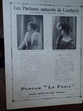 parfum LA FERIA de LENTHERIC Mlle ABEMA Mme VALLET BISSON pub ILLUSTRATION 1902