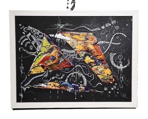 Tableau abstrait noir - tableau,