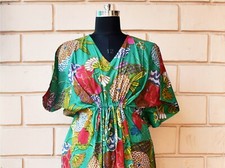 Caftan Maxi Imprimé Floral Vert Indien