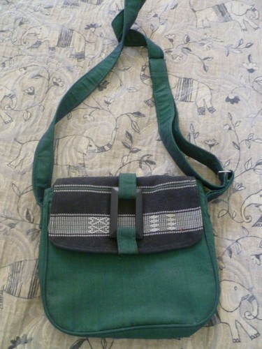 Sac tissu vert artisanat - tissu,