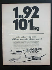 10/1967 PUB WASSMER AVIATION ISSOIRE SUPER 4 BALADOU SANCY PLANEUR FRENCH AD