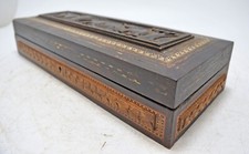 Antique en Bois Fin Sculpture Bijoux Boîte Original Old Main Crafted