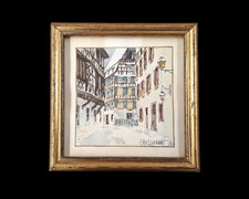 Tableau aquarelle Strasbourg hiver neige Petite France Jean-Paul Ehrismann