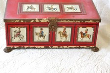 boîte tôle vintage - décor équestre militaire armée impériale - 24 x 12 x 10 cm