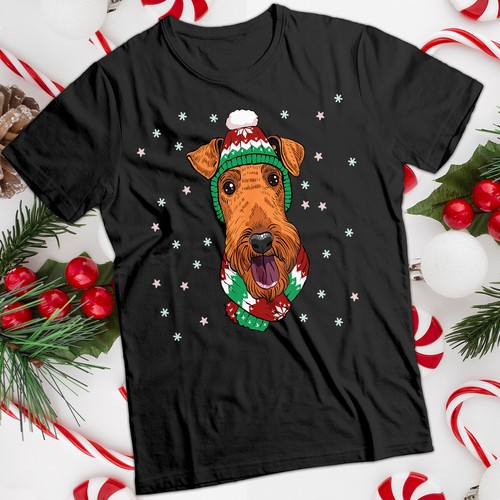 Shirt airedale christmas - t-shirt,
