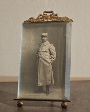 ancien Cadre photo en verre biseauté et laiton CPA poilu guerre 14/18 WW1 France