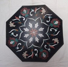 23 " Marbre Centre Table Top Incrustation Demi Précieux Pierres Pietra Dura