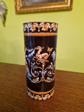 Vase Rouleau en Faïence de Gien Fond Noir 1875