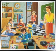 ? Ancienne affiche scolaire, 1980 - Ecole, salle de classe