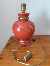 Belle grosse lampe boule en céramique rouge et or Le Dauphin 20x36 cm