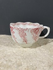 Tasse Thé Café Porcelaine Fine Ancienne Polylobée Décor Fleuri Rose