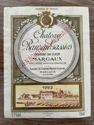 étiquette château rauzan - Étiquette,