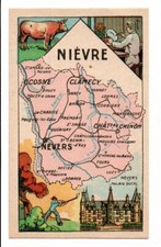 Ancien chromo Chocolat Turenne  carte département de la Nièvre