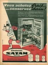 Publicité ancienne réfrigérateurs Satam issue de magazine 1950 d'après H. Morvan