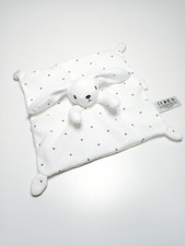 Doudou Plat/Mouchoir Lapin Blanc Étoile Grise Attache Tétine  - Simba Toys Kiabi