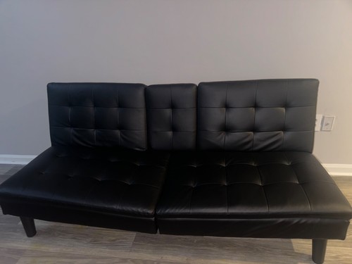 Black leather futon - ,, great