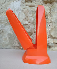 Porte brosse toilettes WC Syla France plastique orange salle de bains vintage 70