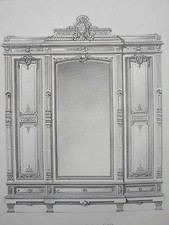 Armoire à glace 3 portes Néo GREC GRAVURE le MAGASIN de MEUBLES V.QUETIN XIXéme