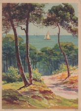FRANCE -- CHROMO IMAGE -- Paysage méditerranéen par Ernest Louis LESSIEUX