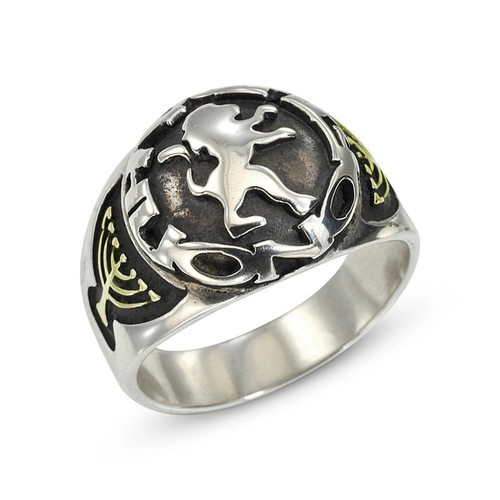 Lion judah menorah ring - ring, 14k
