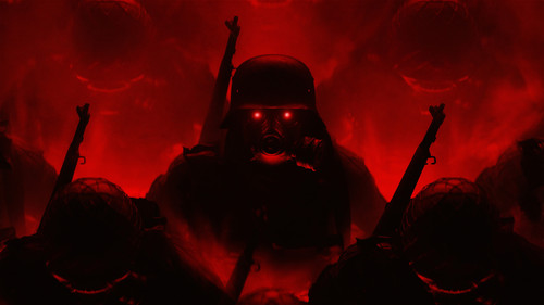 Red dark black - red, eyes
