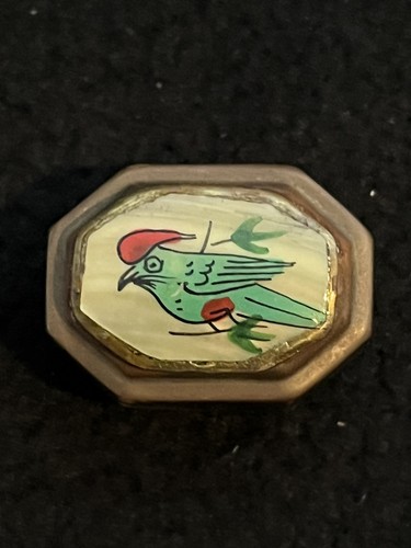 Vtg metal octagon hand painted - octagon,
